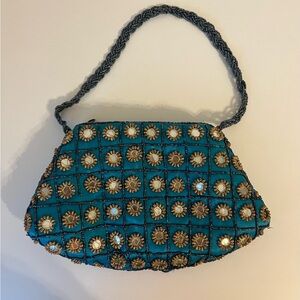 Blue Free People Mirror Clutch Bag